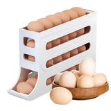 4-Tier Auto Rolling Egg Dispenser – Space-Saving Plastic Egg Holder Organiser for Fridge & Countertop