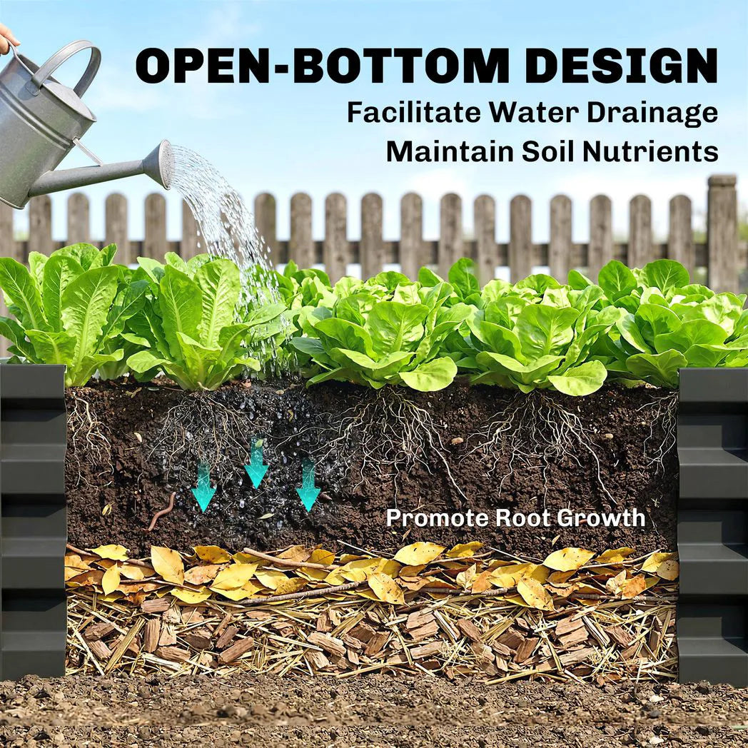 Outsunny Set of 2 Raised Beds for Garden, Galvanised Outdoor Planters for Herbs Vegetables