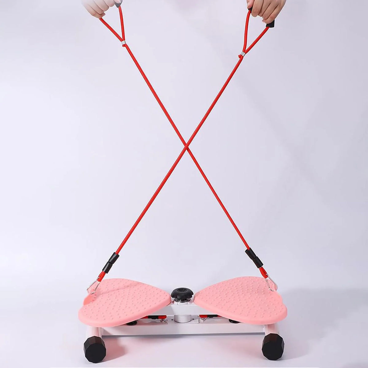 Waist Twist Board with Foot Massage & 2 Resistance Bands – Silent Twisting Disc for Core Exercise, Pink