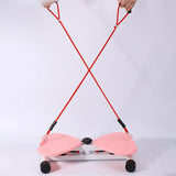 Waist Twist Board with Foot Massage & 2 Resistance Bands – Silent Twisting Disc for Core Exercise, Pink