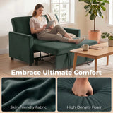 HOMCOM 2 Seater Sofa Bed, 3-in-1 Pull Out Sleeper with Click-Clack Adjustable Backrest, Dark Green