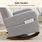 HOMCOM Corduroy Rocking Armchair with Thick Padding and Side Pockets – Relaxing Living Room Chair, Grey