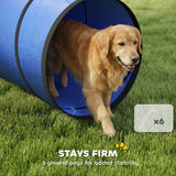 PawHut 500 x 60 cm Dog Agility Tunnel with 6 Pegs and Bag – Foldable, Tear-Resistant Garden Play, Blue