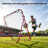 HOMCOM Adjustable Football Rebounder Net with Steel Frame – Kickback Training Target for Teens & Adults, Red