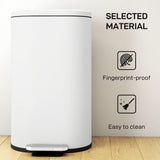HOMCOM 30L Curved Pedal Kitchen Bin with Soft-Close Lid and Removable Bucket – Slim Waste Bin, Cream
