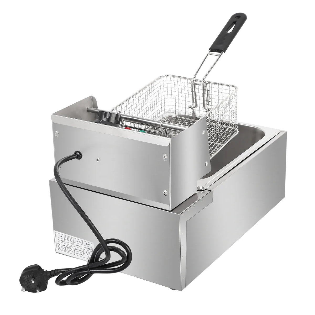 ZOKOP EH81 6L Stainless Steel Electric Deep Fryer, 2500W – Single Tank Fryer with Basket & Lid, UK Plug