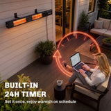Outsunny 3000 W Wall-Mounted Electric Infrared Patio Heater, 9 Heat Settings, 24 H Timer, IP65 – Black