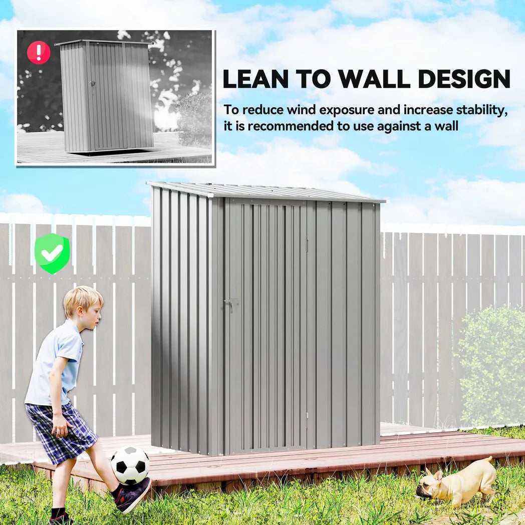 Outsunny 5ft x 3ft Metal Garden Storage Shed with Sloped Roof and Hinged Door – Galvanised Steel, Aluminium Grey