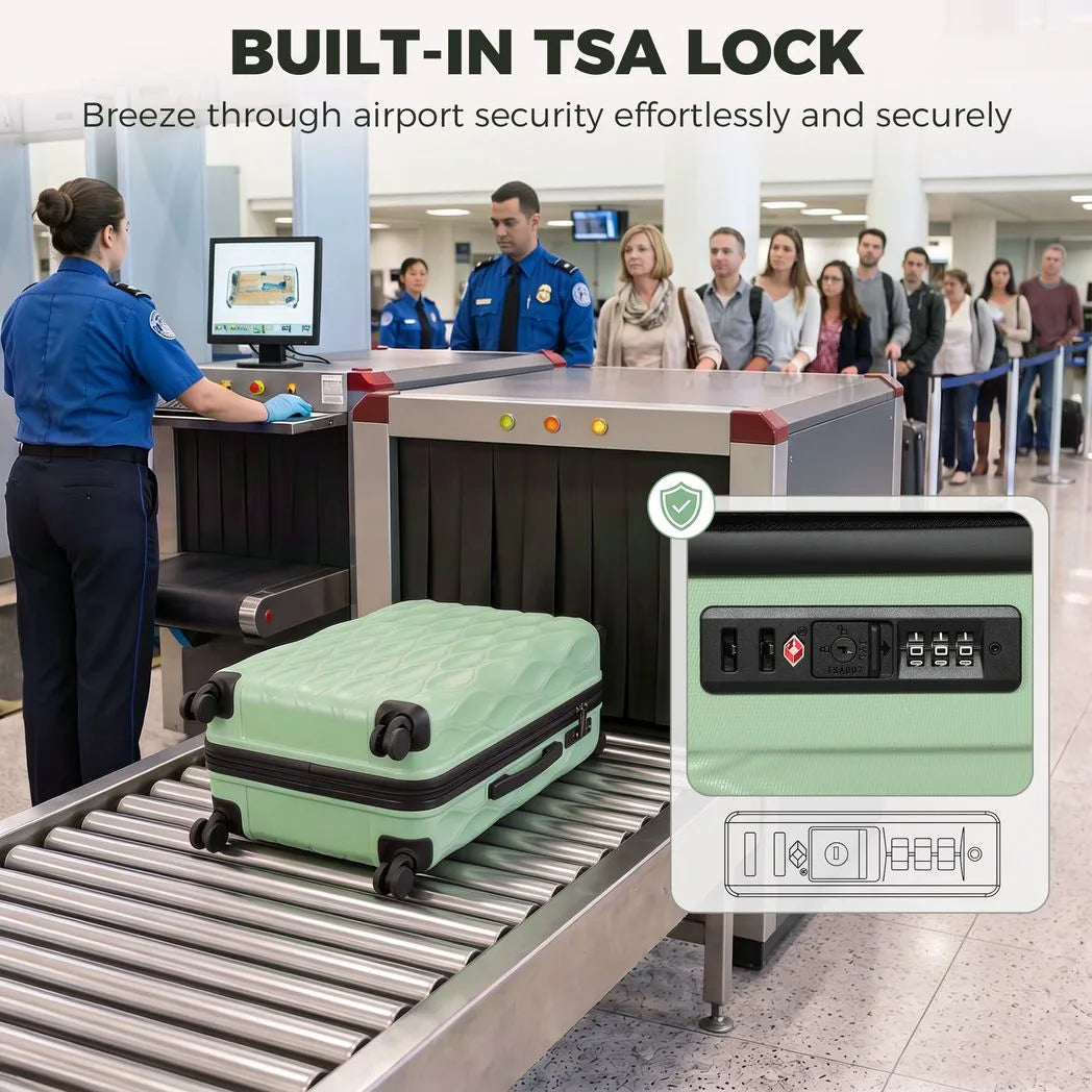 HOMCOM 20 Inch Cabin Suitcase with TSA Lock & 360° Spinner Wheels – 41L ABS Hard Shell Carry-On Luggage, Green