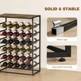 HOMCOM 6 Tier Free Standing Wine Rack for 30 Bottles with Wood-Effect Top, Rustic Brown