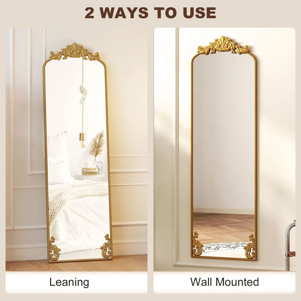 HOMCOM Full Length Mirror, 50 x 160 cm Floor Mirror with Baroque Metal Frame for Bedroom, Living Room