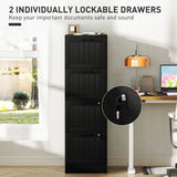 HOMCOM 4-Drawer Filing Cabinet with Lock & Adjustable Hanging Bars – Home Office Storage, Black