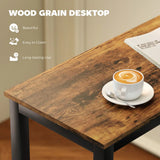 HOMCOM Rectangular Bar Table with Wood-Effect Top and Steel Frame – Pub, Kitchen Breakfast Table, Rustic Brown