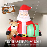 Outsunny 9.3ft Giant Christmas Inflatable Hanging Santa Claus with Reindeer, Gift Box and LED Lights – Outdoor Garden Decoration