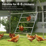 PawHut Chicken Perch Roosting Ladder with Four Tiers – Wooden and Galvanised Steel Jungle Gym for Coop, Backyard Farm