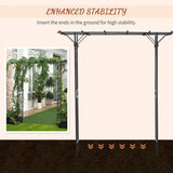 Outsunny 210 cm Metal Garden Trellis Arch with Steel Tubing & Scrollwork – Wedding Arbour, Dark Grey