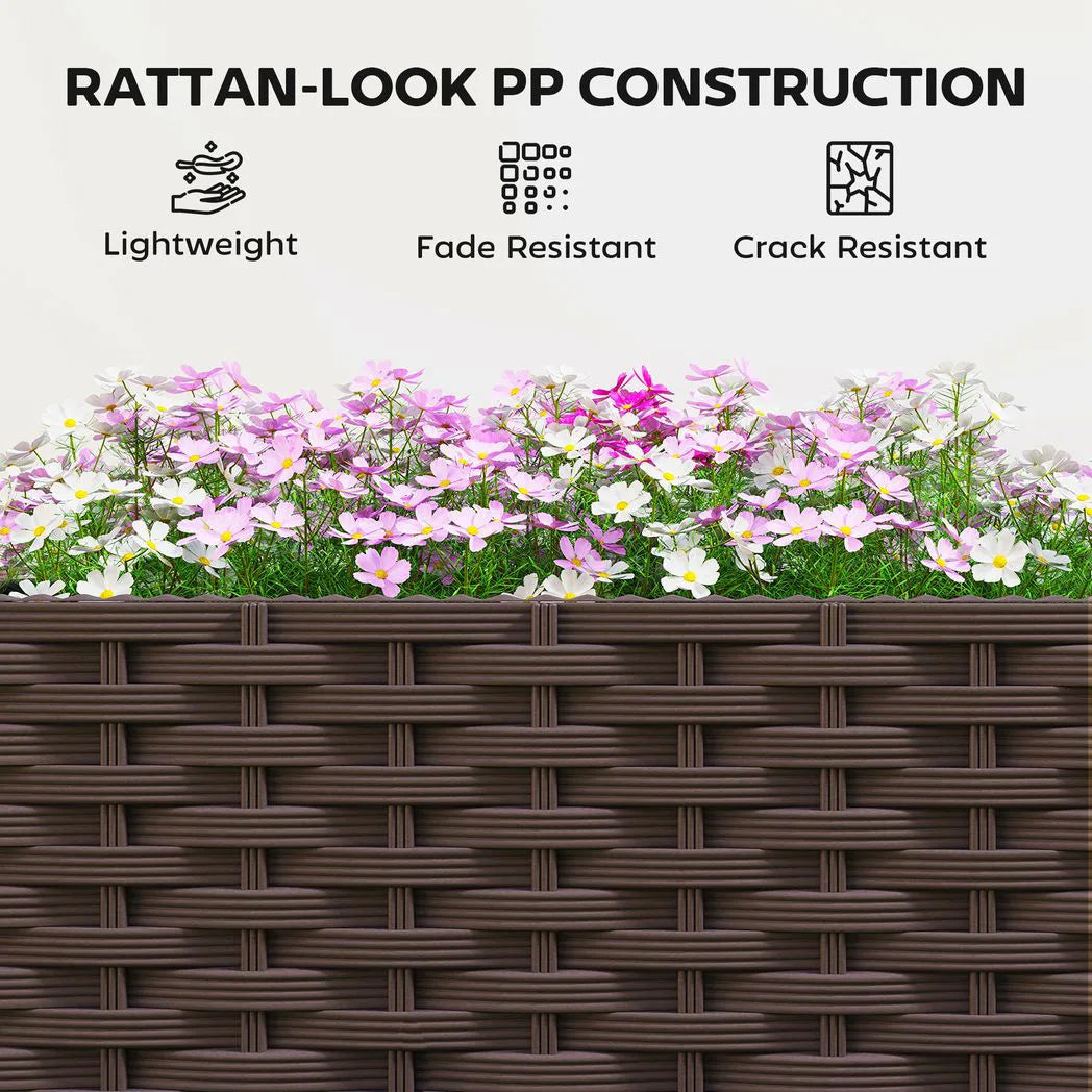 Outsunny Self-Watering Raised Garden Bed with Legs – Rattan-Effect Plastic Planter Boxes, 80 x 40cm
