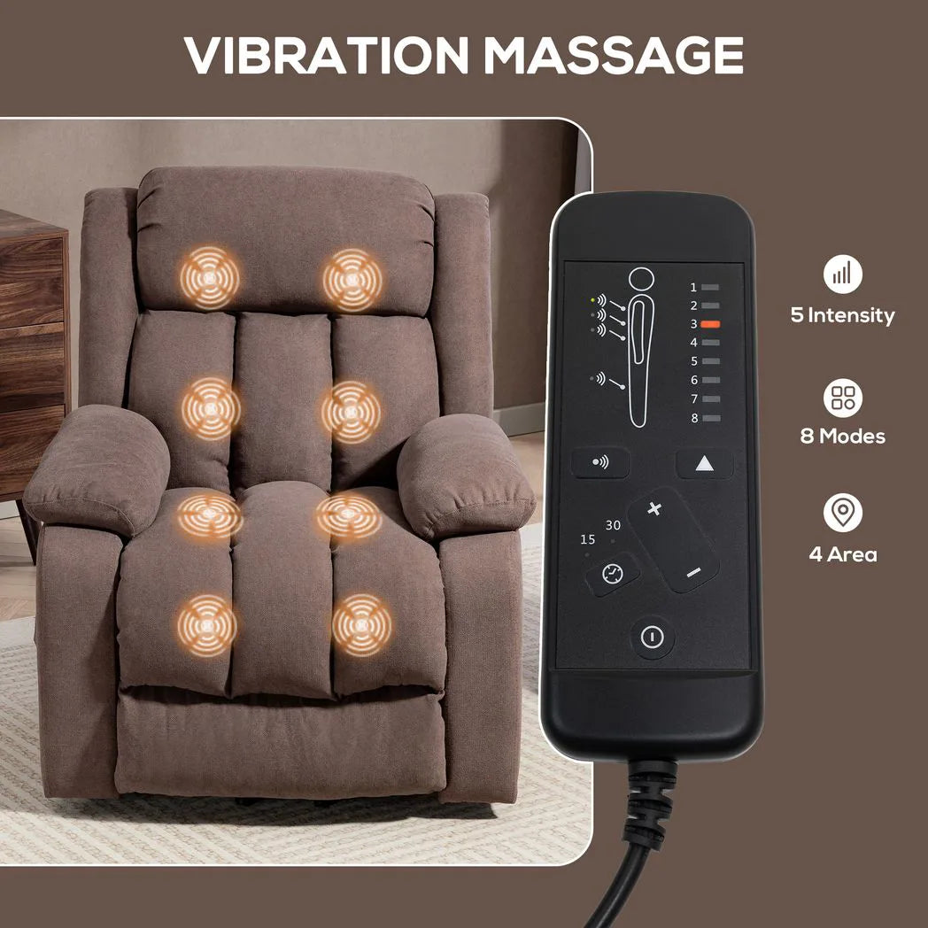 HOMCOM Power Lift Recliner Chair with Vibration Massage and Remote – Riser Chair for Elderly, Dark Brown