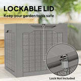 Outsunny 73L Plastic Garden Storage Box with Handles and Padlock Loop – Waterproof Outdoor Container, Khaki