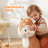 AIYAPLAY Deer Rocking Horse with Sounds, Security Belt & Rocking Stopper – Toddler Ride On, 1-3 Years, Brown