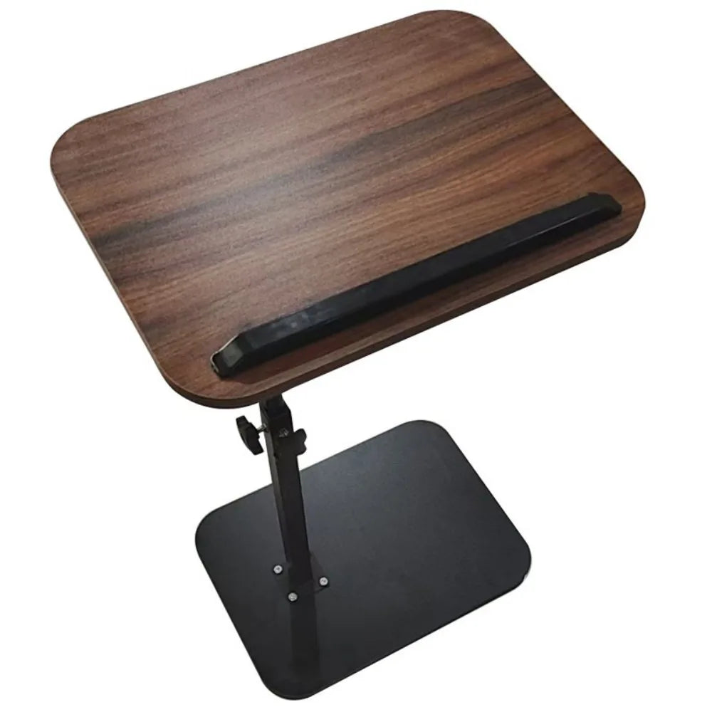 C-Shaped Adjustable Sofa Side Table with Tilting Flip Top, 45–80cm Height – Laptop & Coffee Table, Walnut