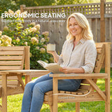 Outsunny 3-Piece Wooden Garden Furniture Set – Armchair, 2-Seater Bench and Detachable Table, Natural Wood