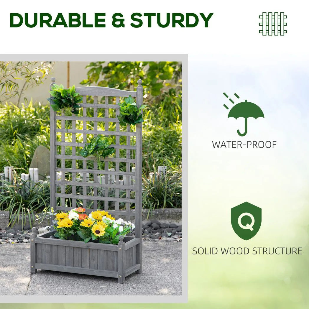Outsunny Wooden Raised Planter with Trellis