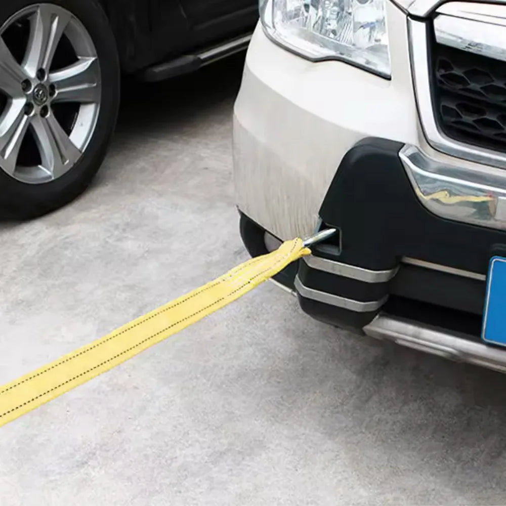 Heavy Duty 4m Car Tow Rope with Hooks, 3 Ton Nylon Recovery Strap – Fluorescent Yellow for Van and Road Recovery
