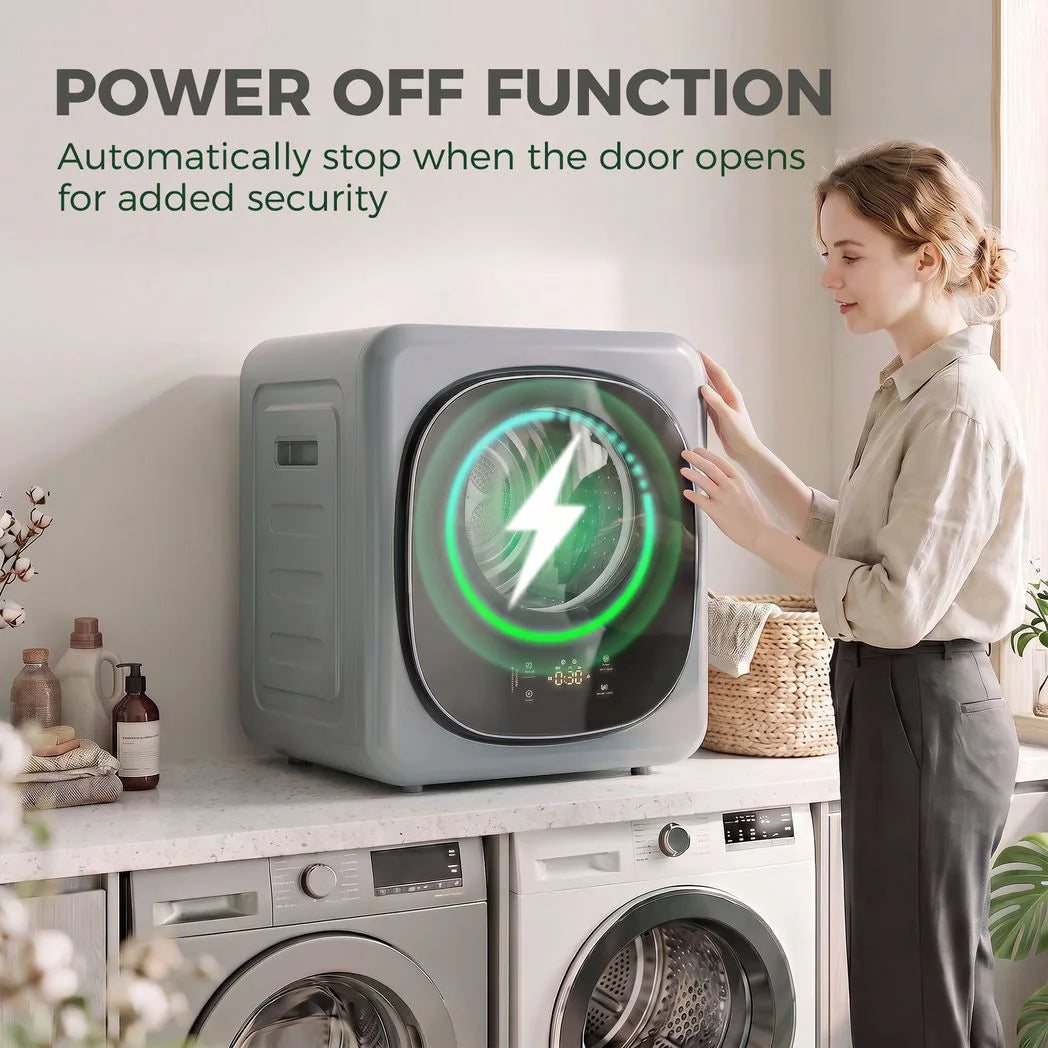 HOMCOM 4kg Vented Compact Tumble Dryer with 5 Drying Modes and Touch Display – 800W Dryer, Silver