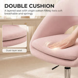 HOMCOM Velvet Desk Chair with Height-Adjustable Seat and Swivel Wheels – Modern Home Study Office Chair, Pink