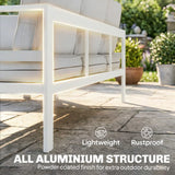 Outsunny 5 Piece Aluminium Garden Sofa Set with Extra Deep Olefin Cushions and Slatted Table – White