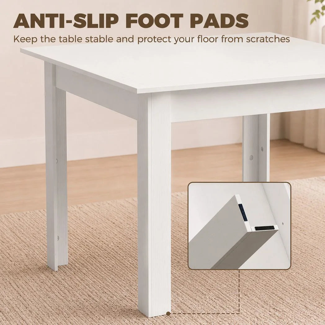 HOMCOM Square Dining Table for 2 with Wood-Effect Top and Non-Slip Foot Pads – Space-Saving, White