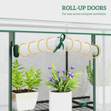 Outsunny Nine-Shelf Greenhouse with 3 Roll-Up Doors, Steel Frame & PE Cover – 46 x 215cm Portable Plant Shelf