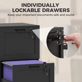 HOMCOM 2-Drawer Lockable Filing Cabinet with Adjustable Hanging Rails – Compact Home Office Storage, Black