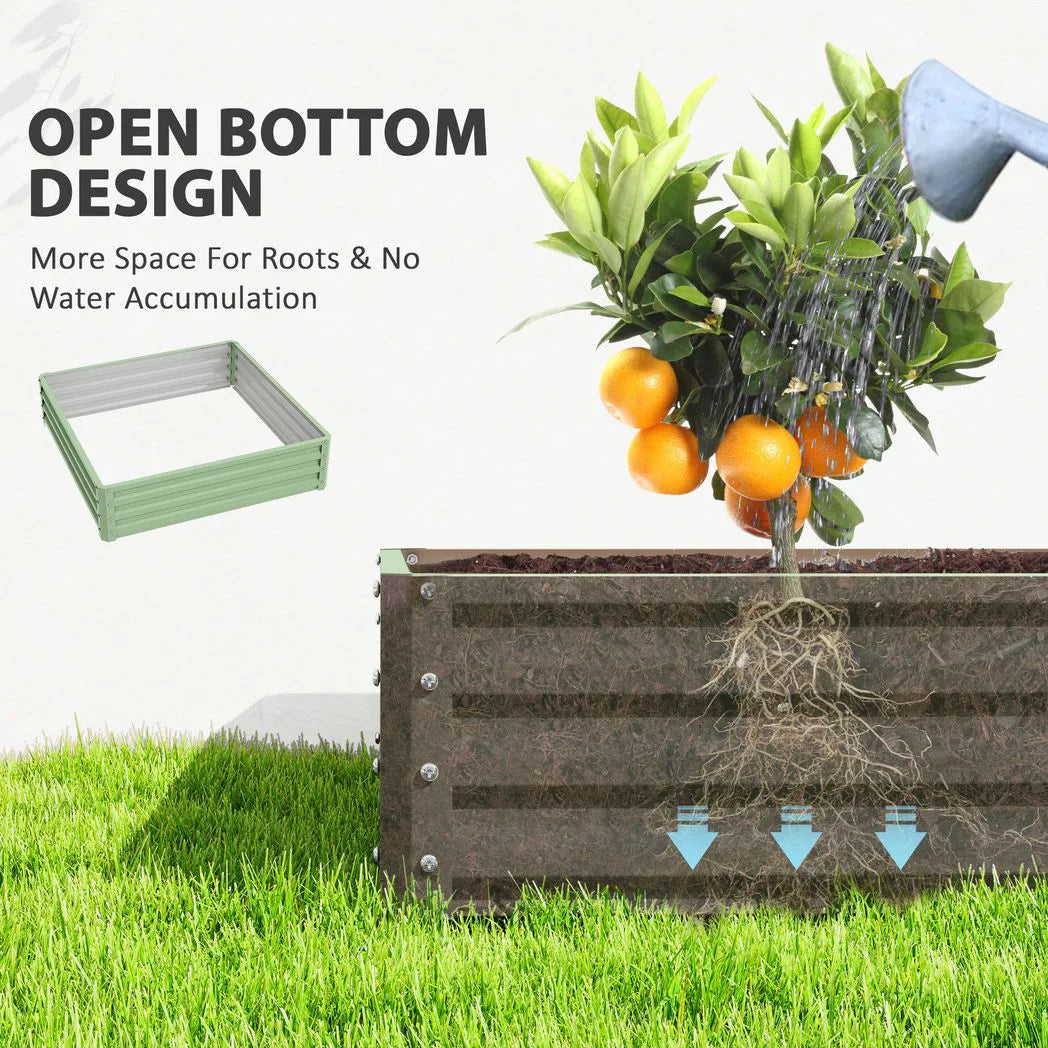 Outsunny Square Raised Garden Bed with Galvanised Steel Frame – 120 x 120 x 30cm Planter Box for Vegetables, Flowers and Herbs