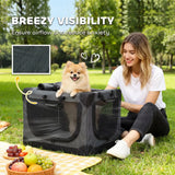 PawHut Soft Dog Crate, 60 x 42 x 43 cm – Foldable Travel Carrier with Removable Pad and Mesh Window, Army Green
