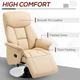 HOMCOM Manual Swivel Recliner Chair with Footrest, Padded Arms & PU Leather – 130° Armchair, Beige