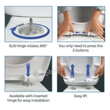 Soft Close Square Toilet Seat with Quick Release & Top-Fix Hinges – Anti-Bacterial, Heavy Duty, Gloss White