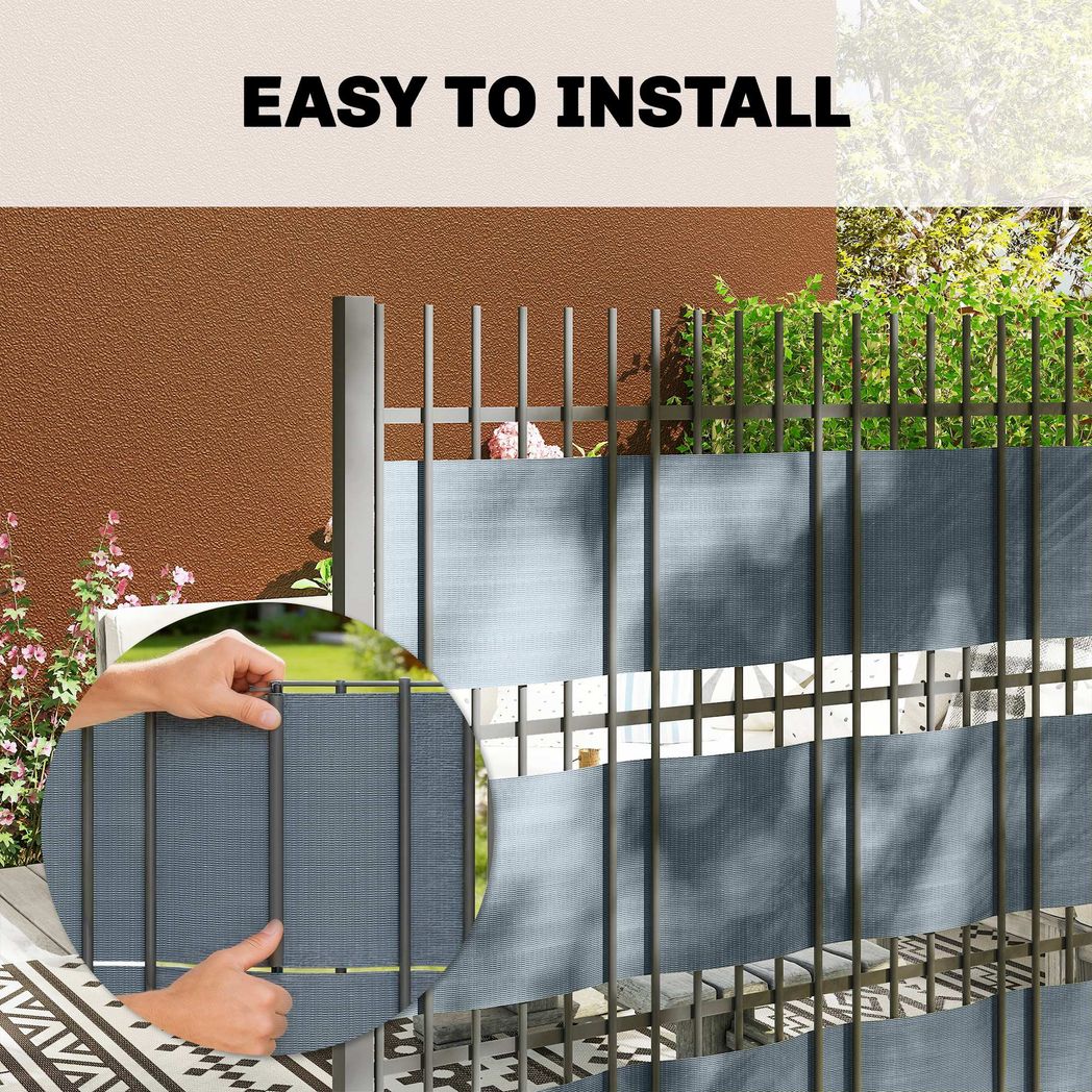 Outsunny 2 Pack Privacy Garden Screen Fence, 70 m x 19 cm – UV Resistant Waterproof PVC Windbreak, Grey