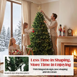 HOMCOM 6ft Hinged Artificial Christmas Tree with 2419 PE and PVC Tips and Fir Wood Base, Green