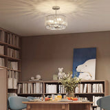HOMCOM Semi Flush Modern Crystal Chandelier Ceiling Light with E14 Base – Silver Tone
