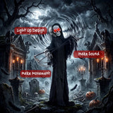 HOMCOM 183cm Life Size Animated Grim Reaper Halloween Decoration