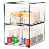 Set of 2 Clear Stackable Acrylic Storage Drawers, 66L Large – Pull-Out Makeup & Bathroom Organiser