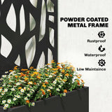 Outsunny Metal Raised Garden Bed with Trellis Privacy Screen, Planter Box for Climbing Plants, 113 x 61 x 23 cm