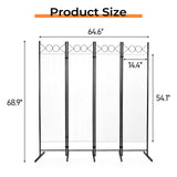 4-Panel Folding Room Divider Screen with Carbon Steel Frame and Polyester Fabric – Freestanding Privacy Screen, Off-White