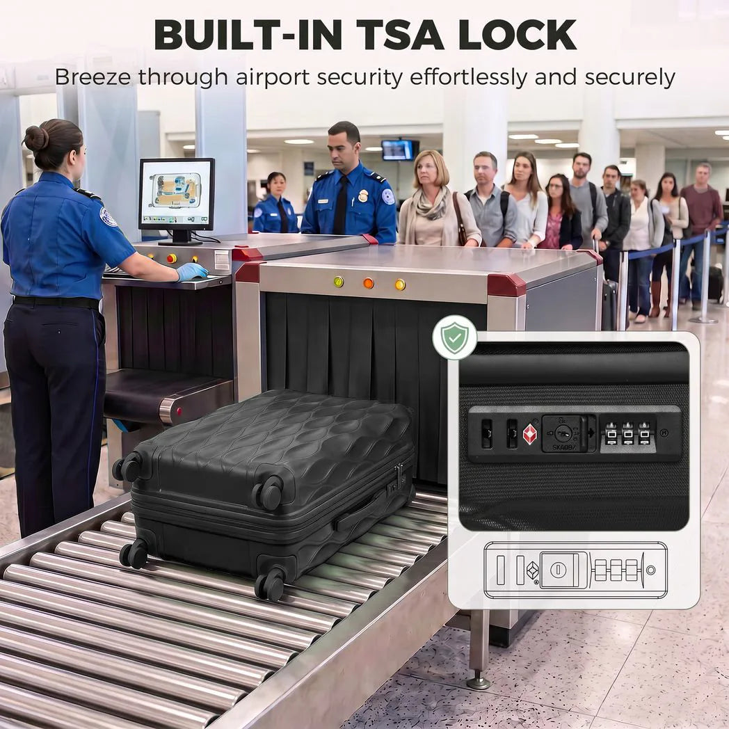 HOMCOM 2-Piece Hard Shell Luggage Set with TSA Lock and Spinner Wheels – 12/20 Inch Suitcases, Black