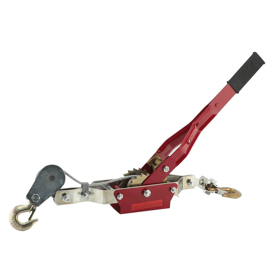 4 Ton Dual Gear Hand Winch with Double Hooks – Heavy Duty Wire Rope Cable Puller, 1.7m Rope