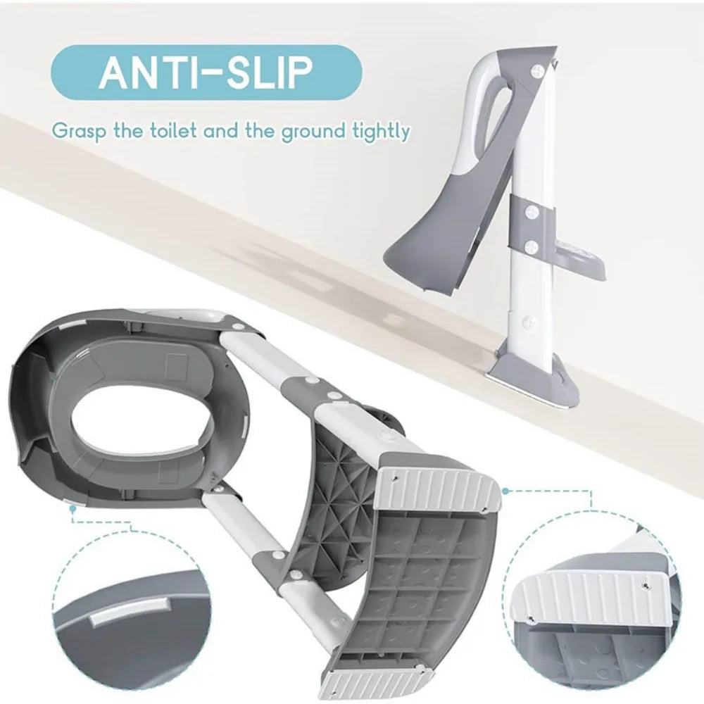 2-in-1 Toddler Potty Training Toilet Seat with Step Ladder – Foldable, Adjustable, Non-Slip