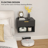 HOMCOM Floating Nightstands Set of 2 with Soft-Close Drawer – Modern Wall Mounted Bedside Tables, Black