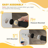 PawHut Extra Wide Pressure Fit Dog Gate with Double-Locking Door – Adjustable 75-85 cm Barrier, Black